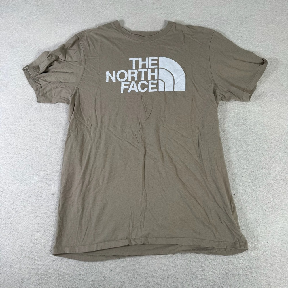 The North Face Graphic T-Shirt Mens Large Tan Good Short Sleeve Logo Tee